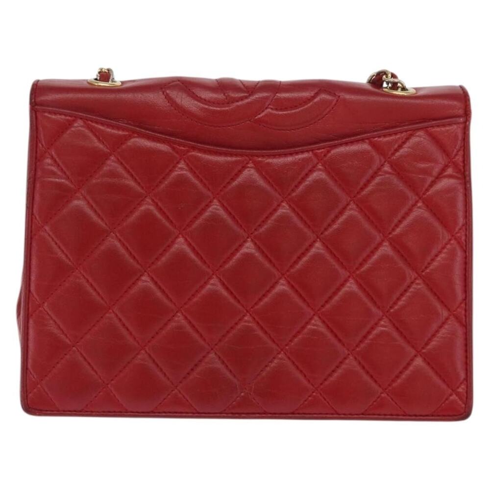 Chanel Leather Chain Matelasse Shoulder Bag Red